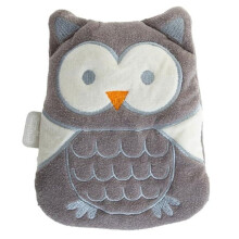 Babyjem Cherry Seeds Filled Velvet Colic Owl Shaped Baby Pillow |Microwave- & oven-safe - Grey