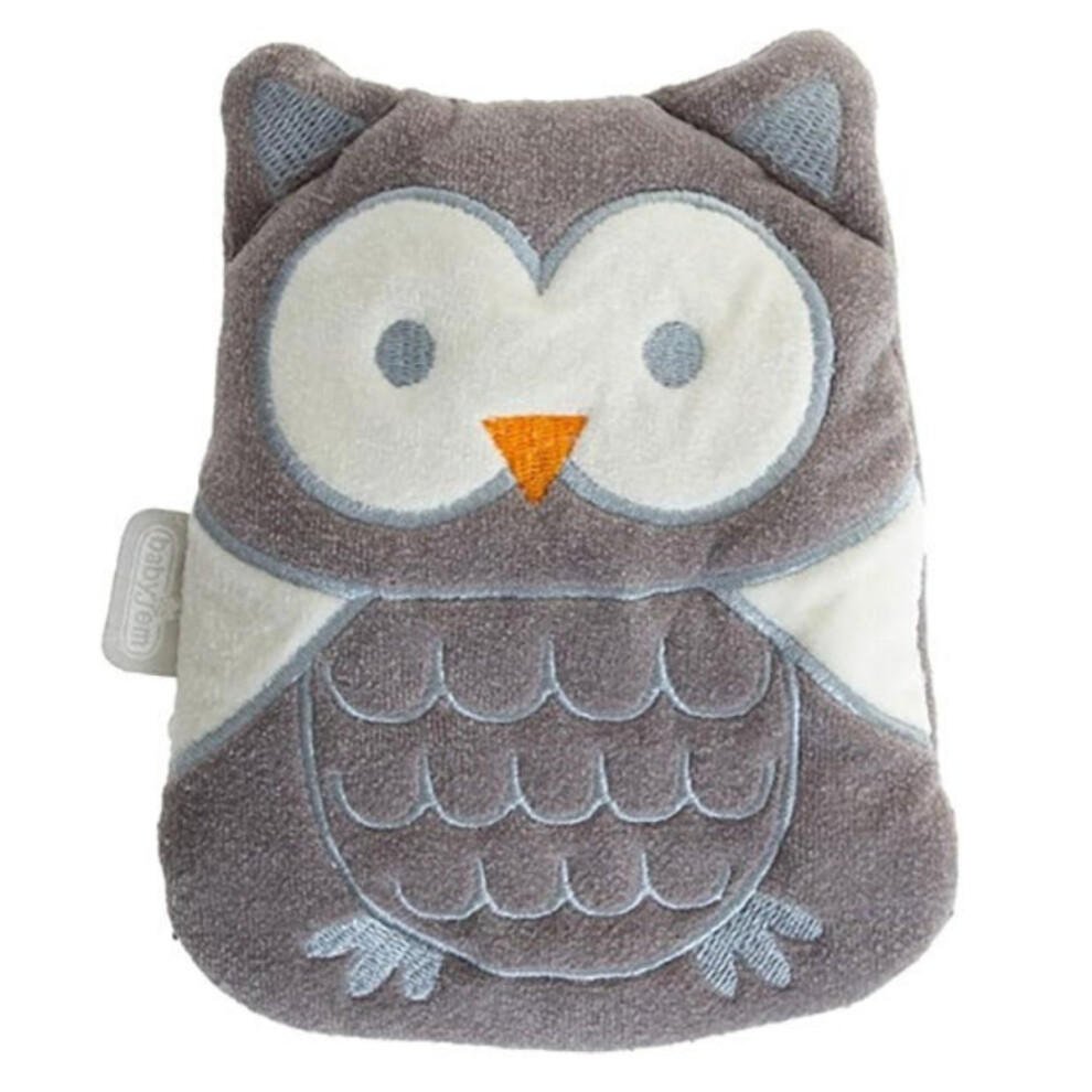 Babyjem Cherry Seeds Filled Velvet Colic Owl Shaped Baby Pillow |Microwave- & Oven-Safe - Grey