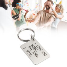 Geburtstags-Schlüsselanhänger aus Edelstahl Ich liebe dich mehr Das Ende Ich gewinne rostfrei langlebig Schlüsselring für Tasche Portemonna