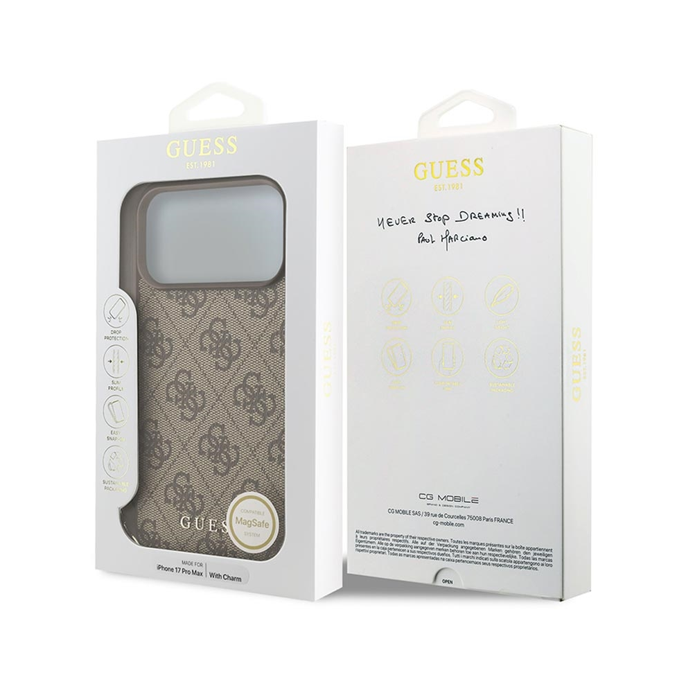 Guess 4G Charms Case For Iphone 17 Pro Max 6.9" Tone On Tone Brown 3666339525644