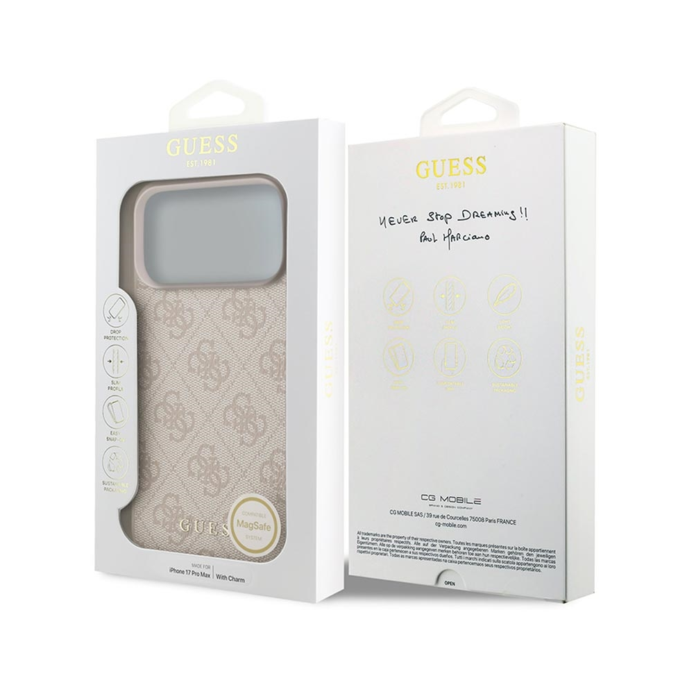 Guess 4G Charms Case For Iphone 17 Pro Max 6.9" Tone On Tone Pink 3666339525941
