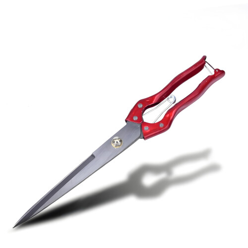 Multi-Purpose Wool Scissors with Spring Assistance, Precision Blade, Safety Lock, Comfortable Handle, Portable Tailor Scissors (Red, Size S)