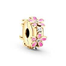 (SS2142) 2025 NEW Pink,Blue,Purple Daisy Flower Charm Cherry Blossom Dangle Bead Fit Original Brand 1:1 Logo 925 Sterling Silver Bracelet DIY Jewelry