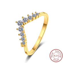 (Gold color, 8) NEW Fashion Style S925 Sterling Silver Little Princess Crown Diamond Ring Simple Sen Series Little Fresh Fine Wedding Engagement Birthday Gift