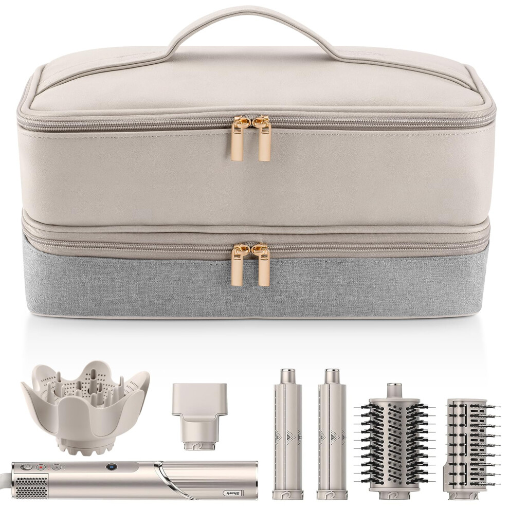 Gray Travel Carrying Case For Shark Flexstyle Flexfusion Hair Dryer With Double-Layer Storage For Revlon Styler And Hair Accessories