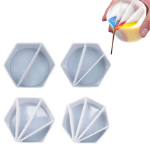Silicone Split Cups 4Pcs Thick Reusable Mixing Cups for Paint Pouring 2-5 Channels for Acrylic Resin Epoxy Art