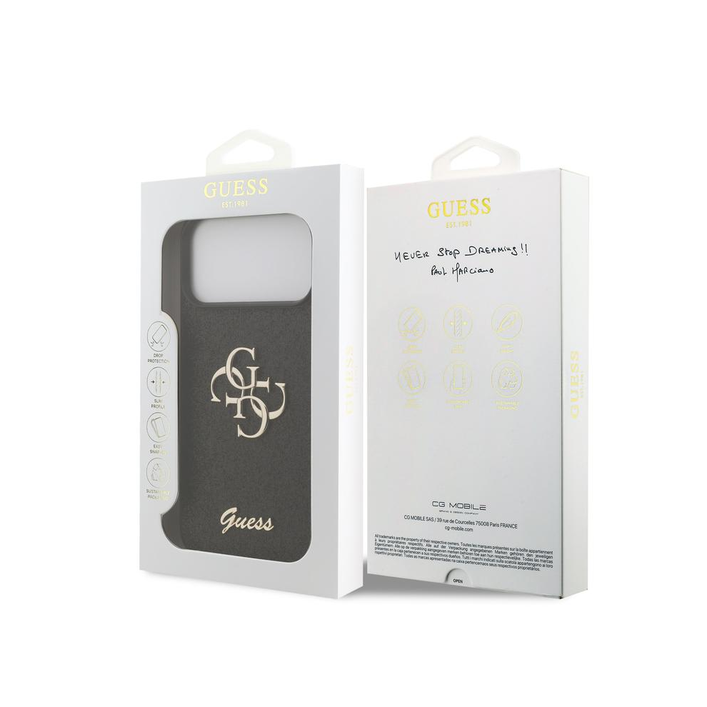 Guess Pu Fixed Glitter Big 4G Metal Logo Case For Iphone17promax Black 3666339492038