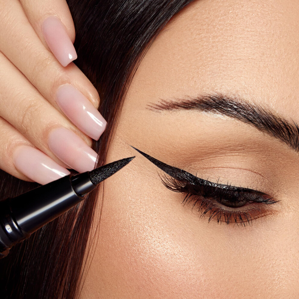 Black Liquid Eyeliner With Felt Tip - Waterproof, Long-Lasting, Anti-Smudge, Smear-Resistant Formula For Precision Application