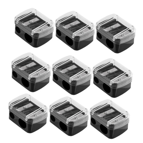30pcs Black Makeup Pencil Sharpener Double Hole Mini Tool for Eyebrow Lip Liner Eyeliner Portable Easy Use