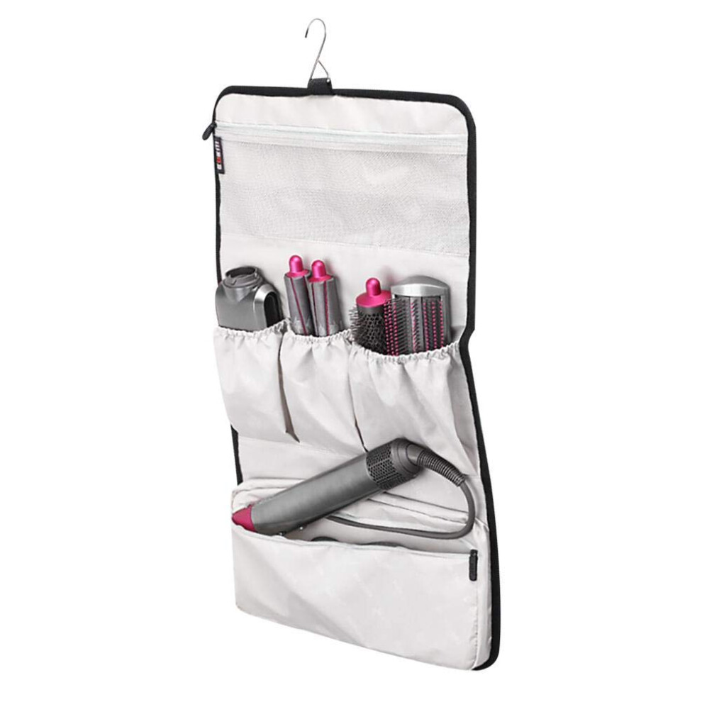 Hair Dryer Storage Bag, Foldable Nylon Organizer with Hook Hanger for Curling Iron and Hair Blower Travel Accessories