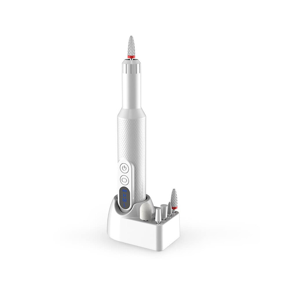 Electric Nail File with LED Display, 3 Adjustable Speeds, 6 Attachments, 18000 RPM Rechargeable Manicure Tool with Stand