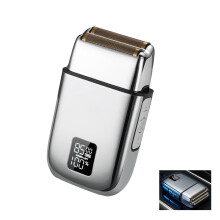 Electric Foil Shaver for Men, USB Rechargeable Razor with Double Floating Blade, 3 Speed Settings, Waterproof Silver Design