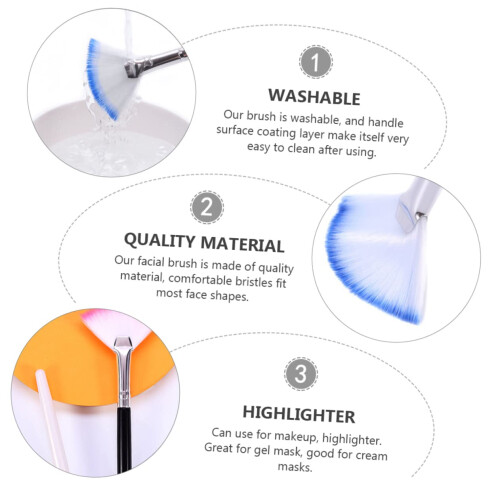 8pcs Long Handle Fan-Shaped Face Mask Brush Set Makeup Applicator Tool for Smooth Blending and Application 1