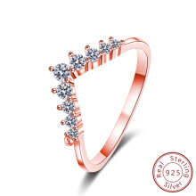 (rose gold, 7) NEW Fashion Style S925 Sterling Silver Little Princess Crown Diamond Ring Simple Sen Series Little Fresh Fine Wedding Engagement Birthday Gift
