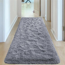 (Grey, 60cm x 220 cm (2ft x 7ft 3")) Non Slip Rugs Soft Shaggy Area Rugs Runner Bath & Door Mats