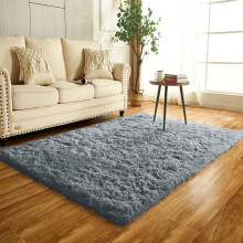 (Grey, 120cm x 170 cm (4 ft x 5 ft 6")) Non Slip Rugs Soft Shaggy Area Rugs Runner Bath & Door Mats