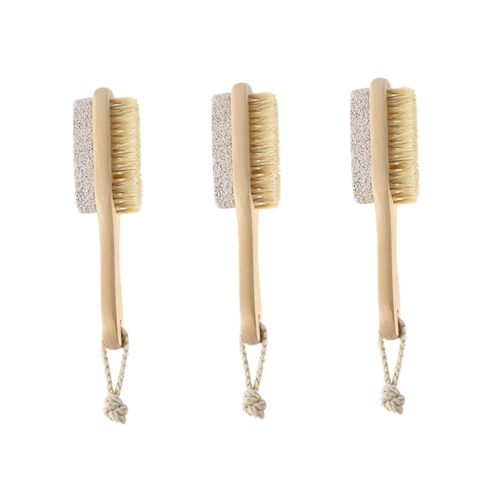 3pcs Foot Scrubber Set with Bristle Brush and Pumice Stone for Exfoliating Massage Spa Treatment