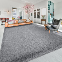 (Grey, 200 x 290 cm (6ft 7in x 9ft 3in)) Non Slip Rugs Soft Shaggy Area Rugs Runner Bath & Door Mats