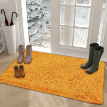 (Ochre Yellow, 60cm x 110 cm (2ft x 3ft 7")) Non Slip Rugs Soft Shaggy Area Rugs Runner Bath & Door Mats
