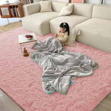 (Pink, 200 x 290 cm (6ft 7in x 9ft 3in)) Non Slip Rugs Soft Shaggy Area Rugs Runner Bath & Door Mats