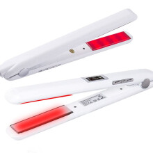 Ultrasonic Infrared Hair Straightener Iron with LED Display, Cold Iron Hair Treatment Styler for Damaged Hair, White