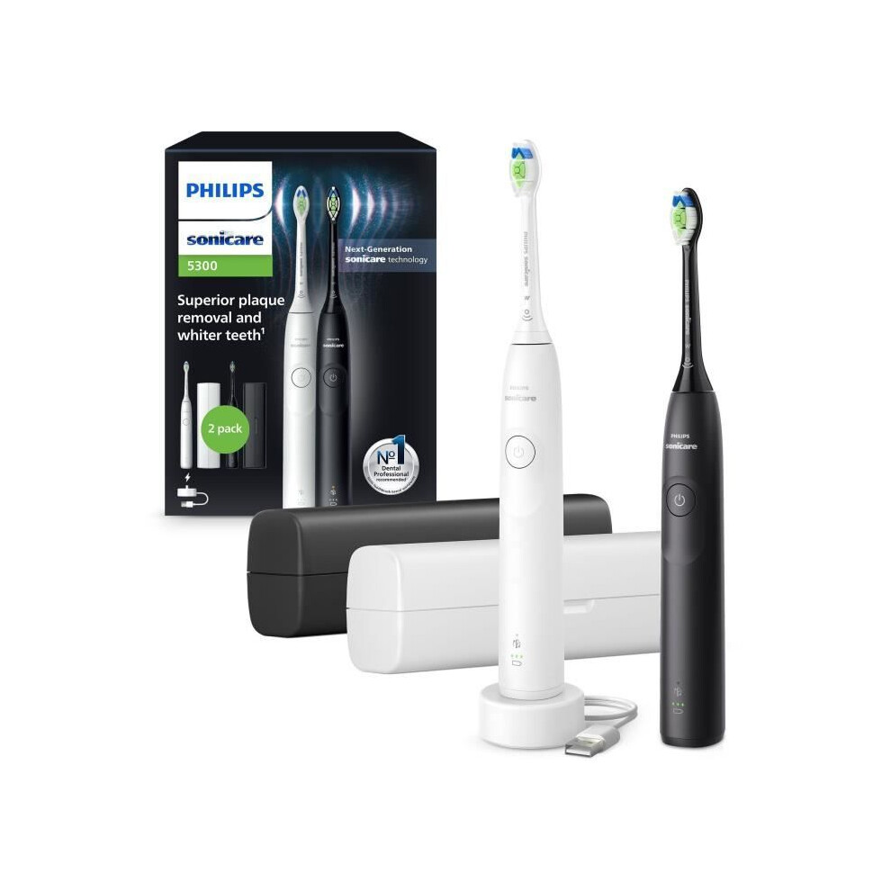 Philips Toothbrush - Hx7109/01 - Sonicare - Double Handle Series 5300 - White & Black - Electric