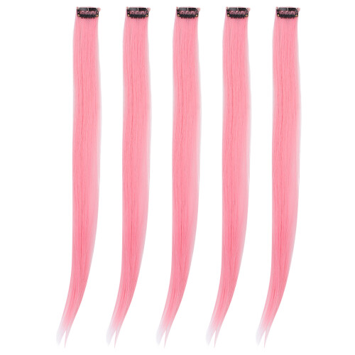 5 pezzi di extension per capelli clip-in rosa chiaro 55 cm/21,65 in 1