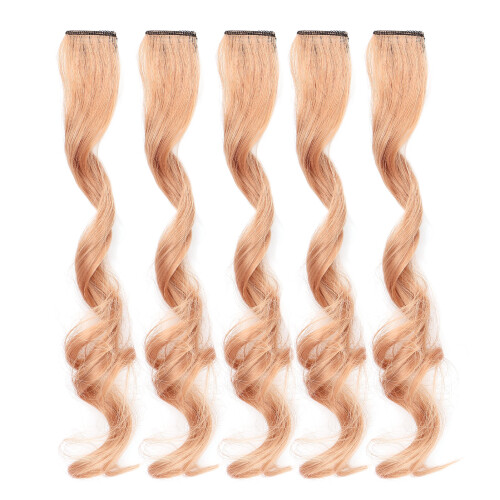 5 piezas de cabello rizado largo de 55 cm, naranja/rosa, con clip 1