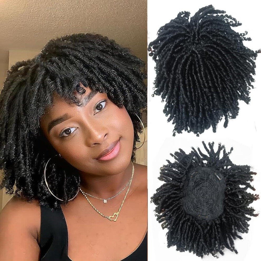 Unisex Dreadlock Hair Topper Wig 6 Inch Short Locs Synthetic Braided Twist Half Wig Clip-In Hairpiece For Thinning Hair