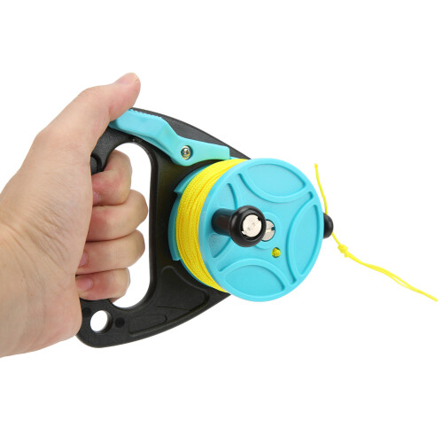 Bobina subacquea con fermo-pollice 46 m 13  14  5,3 cm giallo-blu