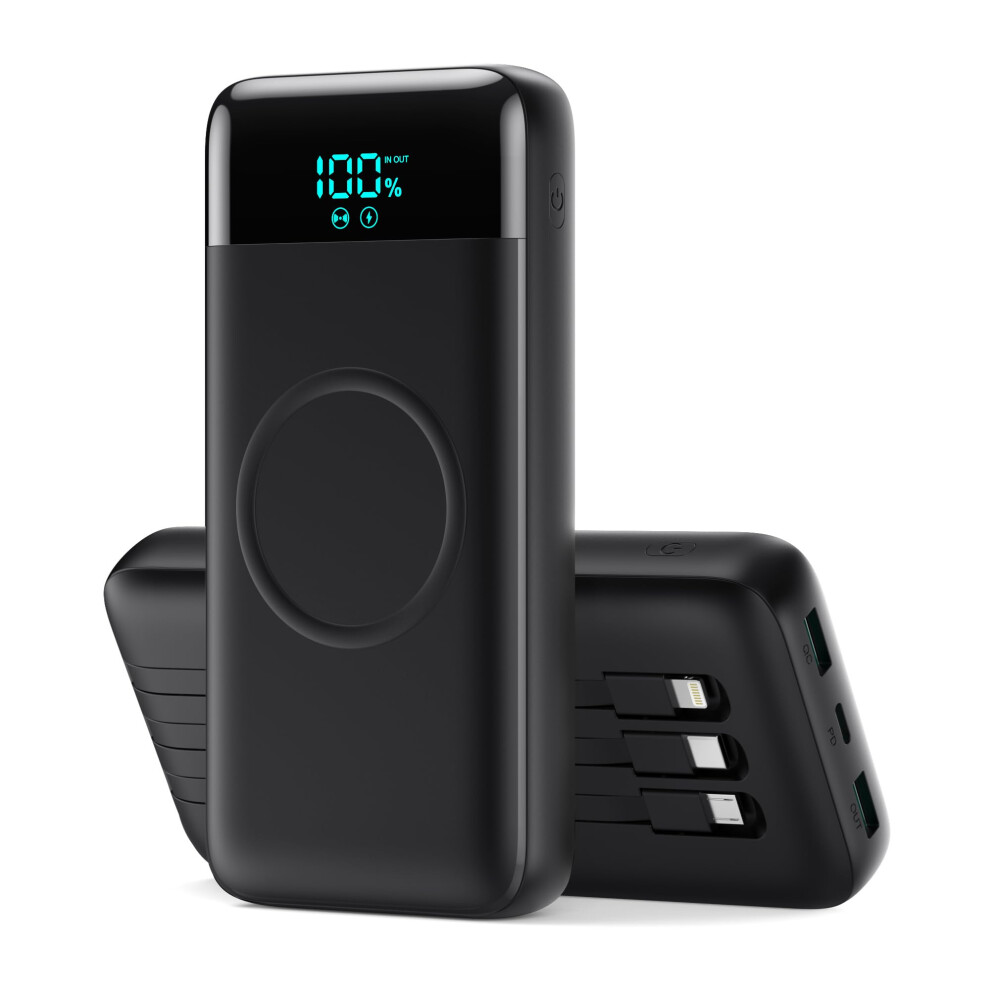Ï¼A-Nero)Ekrist Power Bank Wireless 26800Mah Con 3 Cavi, 7 In 1 Caricatore Portatile Wireless Ricarica Rapida 25W Pd3.0+Qc4.0, Display Lcd B 6477056396328