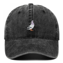 (Black)Embroidery Pigeon Spring Baseball Caps Men Women Water Washed Sunscreen Hat Sports Fishing Sunshade Hat