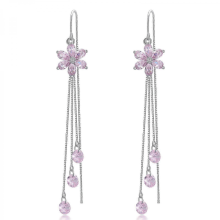 925 Silver Daisy Threader Hoop Earrings Compatible with Women Girls