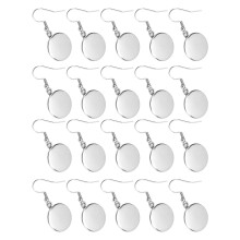 20Pcs 16mm Steel Earring Blank Bezels for DIY Jewelry Accessories
