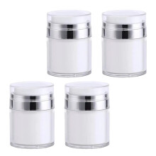 4pcs Airless Pump Jars 30ML: Refillable Acrylic Containers for Thick Moisturizer, Skincare Cream, Travel Lotion