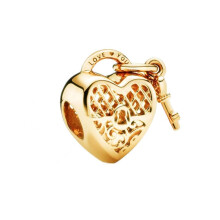 (SS1149) 2025 New Fine Rose Gold Lock Key Pendant Love You Heart Padlock Charm Beads Fit Original Brand 1:1 Logo 925 Silver Bracelet DIY Jewelry Gift