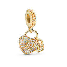 (SS1378) 2025 New Fine Rose Gold Lock Key Pendant Love You Heart Padlock Charm Beads Fit Original Brand 1:1 Logo 925 Silver Bracelet DIY Jewelry Gift