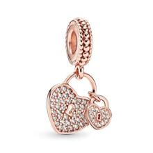 (SS0221) 2025 New Fine Rose Gold Lock Key Pendant Love You Heart Padlock Charm Beads Fit Original Brand 1:1 Logo 925 Silver Bracelet DIY Jewelry Gift