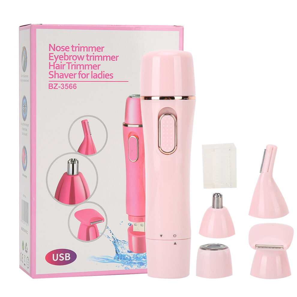 Pink 4 In 1 Electric Hair Shaver Epilator Portable