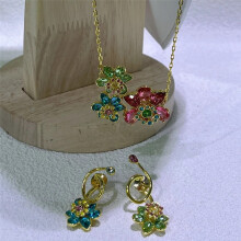 (Necklace Earring2) 2025 Original Jewelry Set New Idyllia Y-shaped Flower Crystal Boutique Irregular Earring Exquisite Necklace Ring Bracelet Swar Wedding Gift Women
