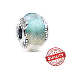 (B1516) 2025 New Original Brand Logo 1:1 925 Sterling Silver Flower and Leaf Cosmic Rainbow Charm Murano Glass Beads for Bracelet DIY Women Jewelry