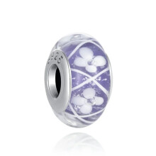 (B1768) 2025 New Original Brand Logo 1:1 925 Sterling Silver Flower and Leaf Cosmic Rainbow Charm Murano Glass Beads for Bracelet DIY Women Jewelry