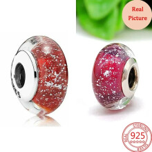 (B1800) 2025 New Original Brand Logo 1:1 925 Sterling Silver Flower and Leaf Cosmic Rainbow Charm Murano Glass Beads for Bracelet DIY Women Jewelry