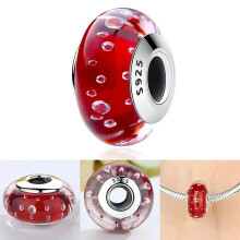 (B2688) 2025 New Original Brand Logo 1:1 925 Sterling Silver Flower and Leaf Cosmic Rainbow Charm Murano Glass Beads for Bracelet DIY Women Jewelry