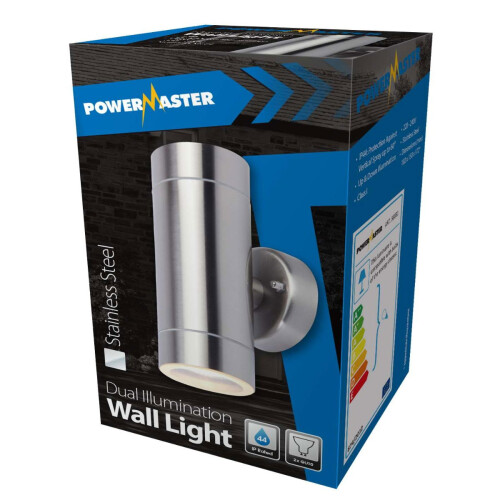 Dual Illumination IP44 Wall Light - Stainless Steel S6831 1