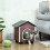PawHut PawHut Outdoor Cat House with Elevated Base, Cushion, Red-brown 1