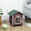 PawHut PawHut Outdoor Cat House with Elevated Base, Cushion, Red-brown 5