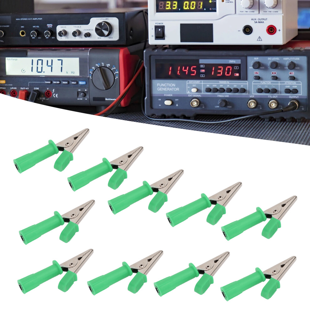 10Pcs Insulated Crocodile Clips 5Mm Brass Test Clips With 4Mm Jack 5081342481080