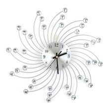 Silver Metal Diamond Decorated Wall Clock Home