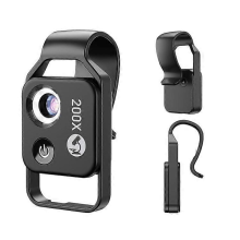 (Black)APEXEL APL-MS002CWH 200X Mobile Phone HD CPL Macro Lens Microscope with LED Light